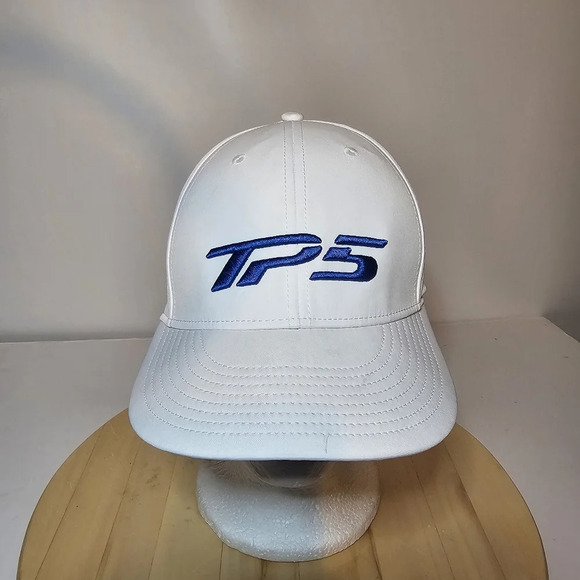 Taylormade TP5 Golf Snap Back Hat Cap White Blue One Size Fits All Embroidered h - Picture 1 of 7